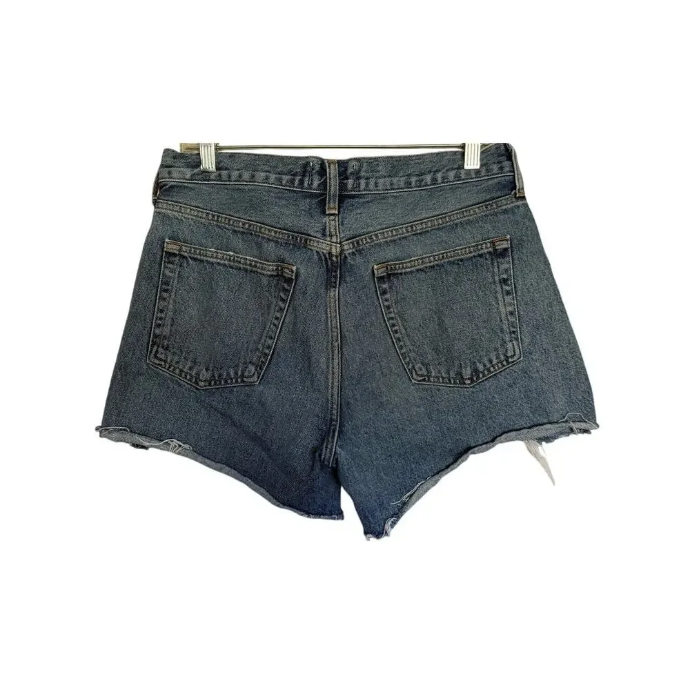 AGOLDE Parker Long Denim Shorts - Skyview Blue - Size 28